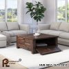 Meja Kopi Rustic Persegi 4 Pintu Modern