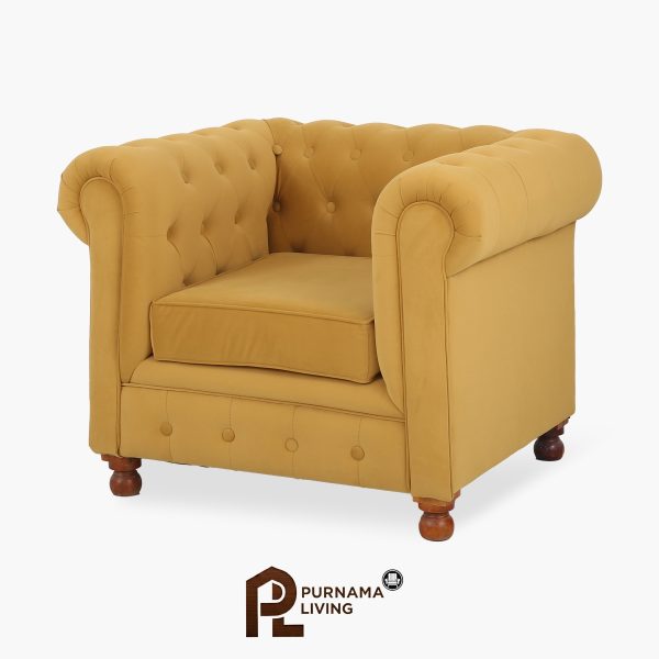 Sofa Chesterfield 1 Dudukan Warna Mustard Gold