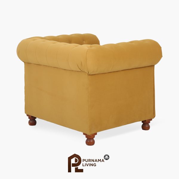 Sofa Chesterfield 1 Dudukan Warna Mustard Gold
