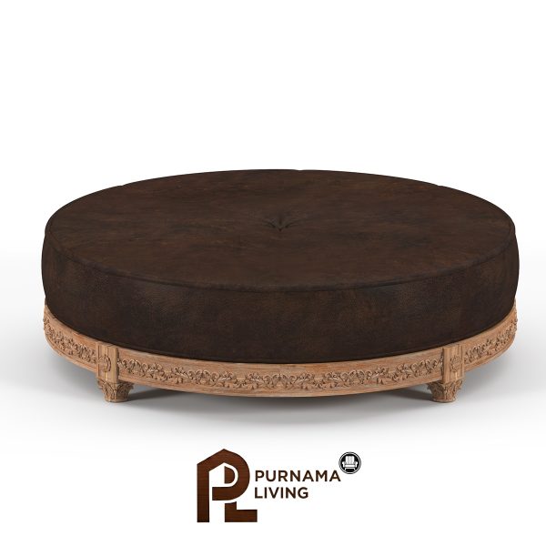 Meja Kopi Ottoman Kulit Model Carling