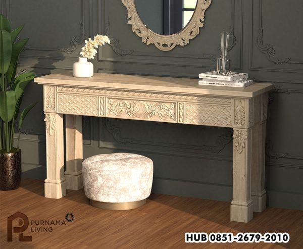Meja Konsol Kayu Solid Ukiran Tangan Kingsley