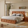 0428250_bow-modern-weave-pattern-solid-wood-platform-bed-frame Difan Modern Kayu Jati Solid Model Anyaman