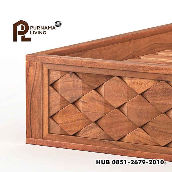 0428254_bow-modern-weave-pattern-solid-wood-platform-bed-frame Difan Modern Kayu Jati Solid Model Anyaman