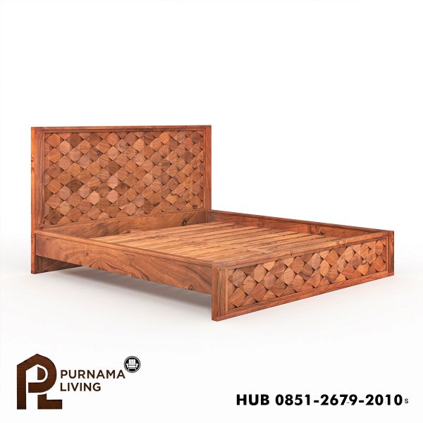 0428258_bow-modern-weave-pattern-solid-wood-platform-bed-frame Difan Modern Kayu Jati Solid Model Anyaman