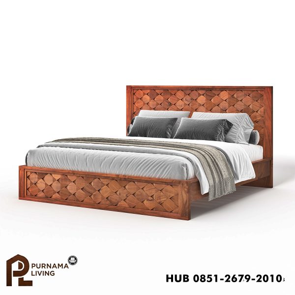 0428259_bow-modern-weave-pattern-solid-wood-platform-bed-frame Difan Modern Kayu Jati Solid Model Anyaman