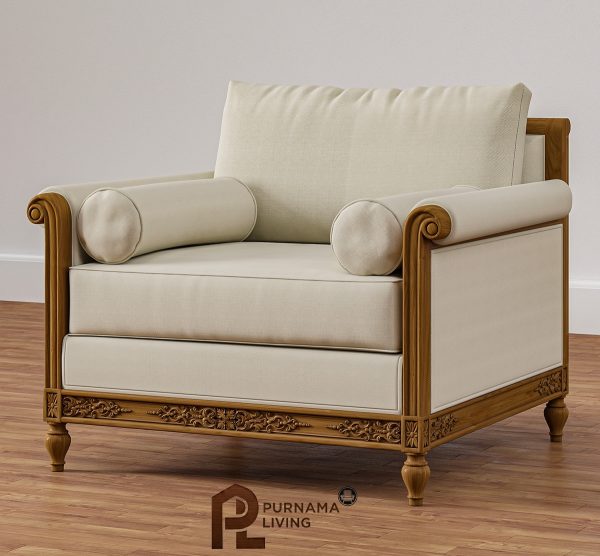 Sofa Klasik Satu Dudukan Ukiran Gaya Junction