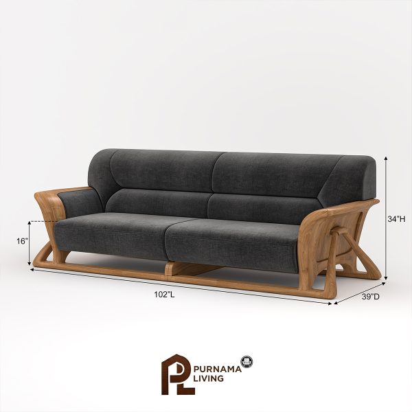 Sofa 3 Dudukan Gaya Skandinavia Pertengahan Abad