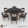 Set Meja Makan Bundar Modern Flint 6 Orang