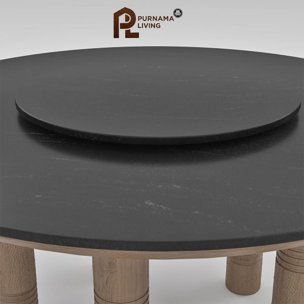 Set Meja Makan Bundar Modern Flint 6 Orang