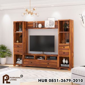 Rak Dinding Traver Rosewood, Konsol TV, Pusat Hiburan