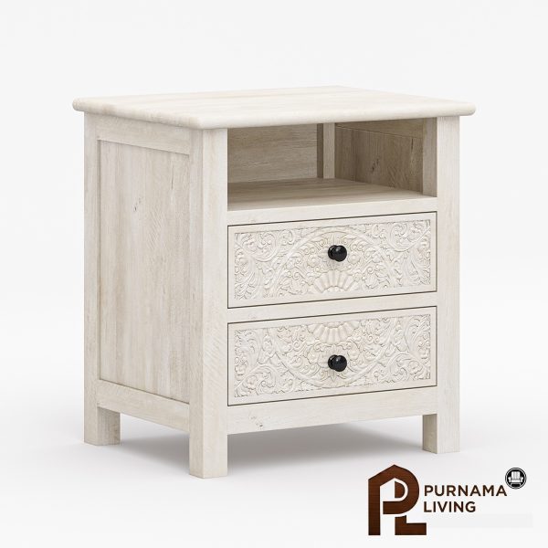 0401239_calistoga-weathered-handcarved-solid-wood-white-nightstand-with-drawer Nakas Putih Gaya Calistoga Ukiran Minimalis