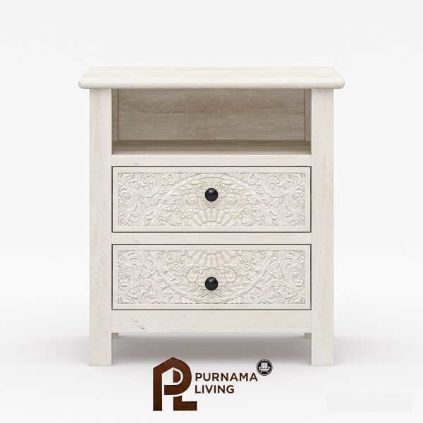 0401240_calistoga-weathered-handcarved-solid-wood-white-nightstand-with-drawer Nakas Putih Gaya Calistoga Ukiran Minimalis