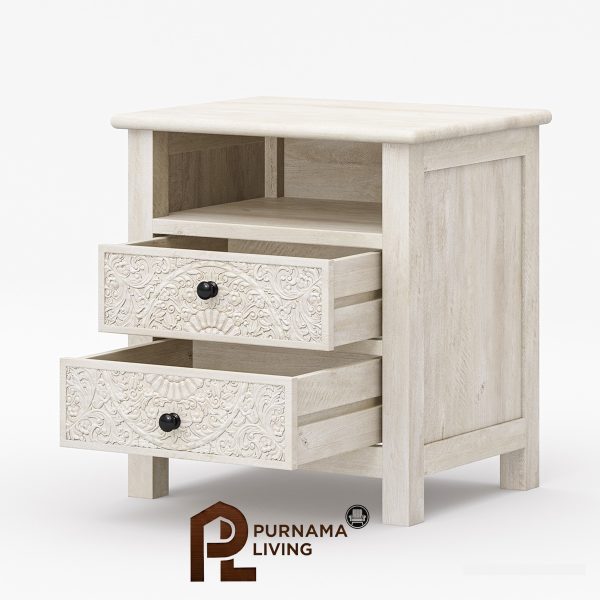 0401241_calistoga-weathered-handcarved-solid-wood-white-nightstand-with-drawer Nakas Putih Gaya Calistoga Ukiran Minimalis