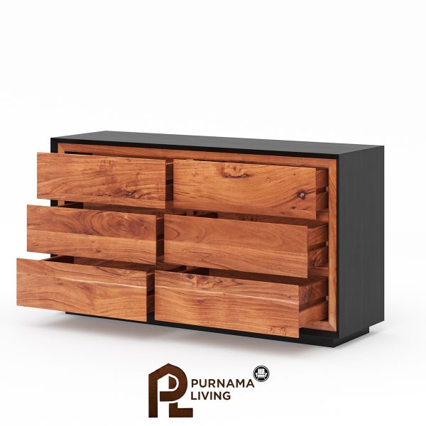 0416551_paradise-modern-rustic-solid-wood-6-drawer-dresser Lemari Laci Kayu Solid Modern Rustic Paradise